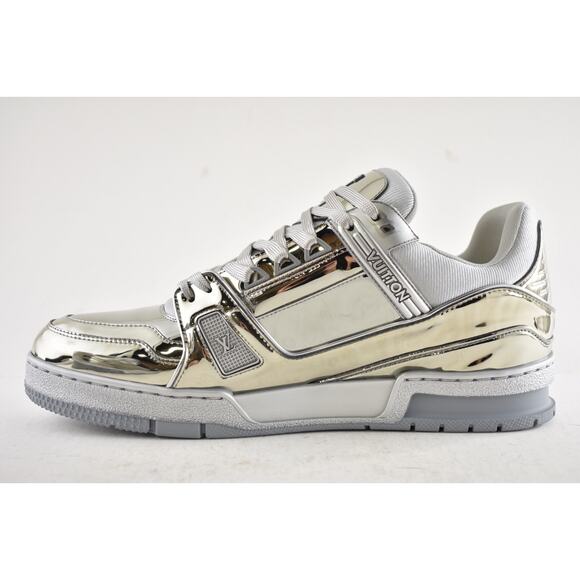 Louis Vuitton Chrome Metallic Mirror Silver Low Top Trainer Sneaker UK 9 US10 11 - Picture 12 of 16